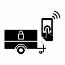 2 <br> Lås opp tilhengeren med mobiltelefonen.